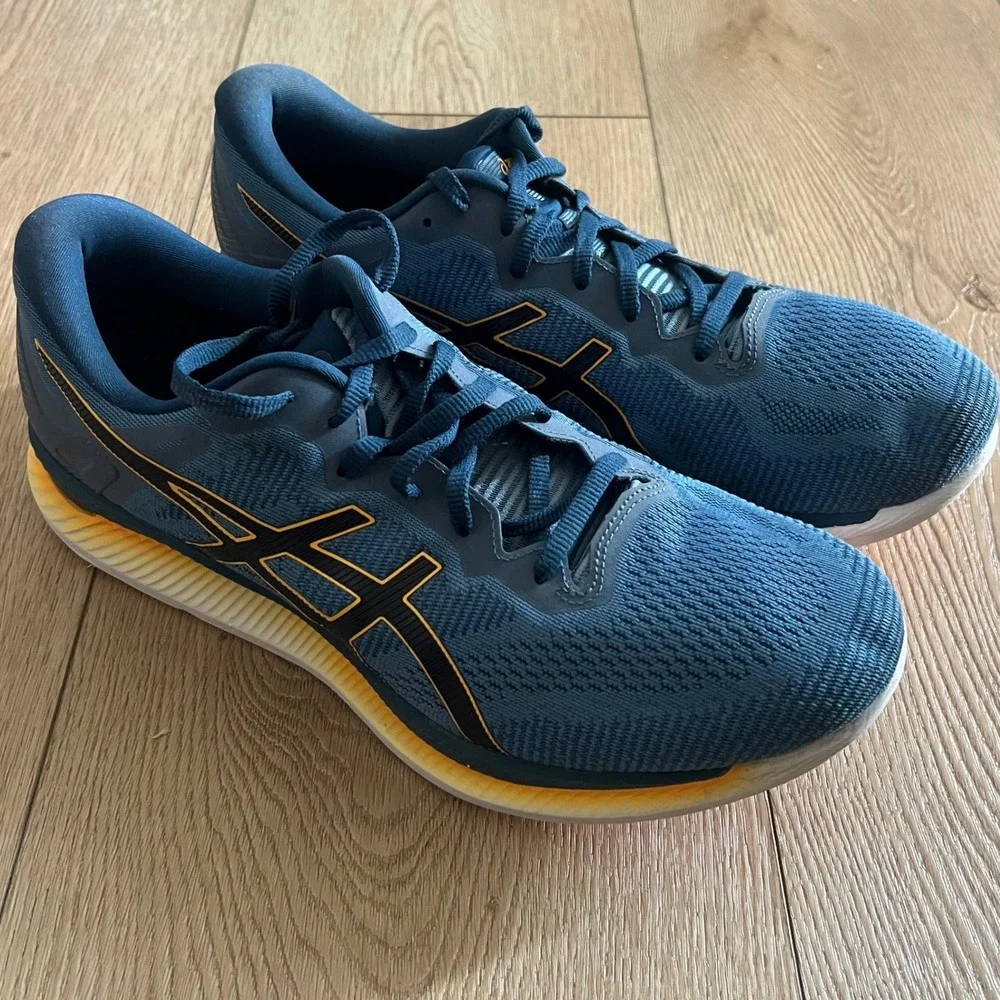 ASICS GlideRide Mens Blue Orange Running Shoes. Mens Size 11 US